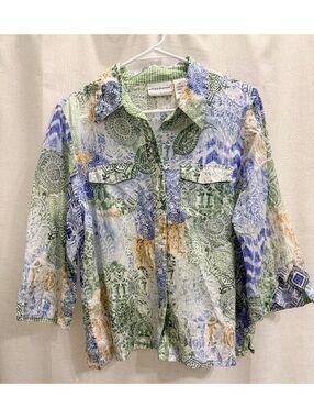 Alfred Dunner Petite Patchwork Button-Up Shirt 14P